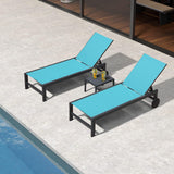 PURPLE LEAF Outdoor Chaise Lounge with Wheels Patio Lounge Chair Recliner