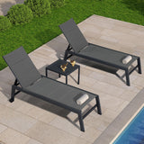 PURPLE LEAF Outdoor Aluminum Chaise Lounge with Wheels and Side Table for Outdoor Backyard Poolside