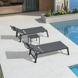 PURPLE LEAF Outdoor Lounge Chair Patio Chaise Pool Lounger Aluminum Frame with Side Table and Wheels for Outside Sunbathing Tanning Recliner Including Pillows