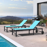 PURPLE LEAF Outdoor Chaise Lounge Chairs Set Recliner Aluminum Adjustable Chair with Wheels and Table for Poolside Beach Patio Reclining Sunbathing Lounger