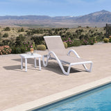 PURPLE LEAF Patio Chaise Lounge Chair Outdoor Plastic Textilene Sun Bathing Recliner Tanning Pool Lounger with 6 Adjustable Position for Outside Beach in-Pool Lawn Poolside