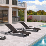 PURPLE LEAF Patio Lounge Chair with Canopy Shade Outdoor Chaise Lounge Chair Set of 2 for Lawn Poolside Backyard Sunbathing Tanning Chairs with Arm