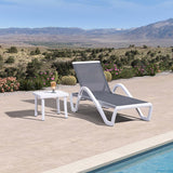 PURPLE LEAF Patio Chaise Lounge Chair Outdoor Plastic Textilene Sun Bathing Recliner Tanning Pool Lounger with 6 Adjustable Position for Outside Beach in-Pool Lawn Poolside