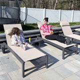 PURPLE LEAF Outdoor Lounge Chair Patio Chaise Pool Lounger Aluminum Frame with Side Table and Wheels for Outside Sunbathing Tanning Recliner Including Pillows