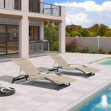 PURPLE LEAF Patio Lounge Chair with Canopy Shade Outdoor Chaise Lounge Chair Set of 2 for Lawn Poolside Backyard Sunbathing Tanning Chairs with Arm