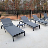 PURPLE LEAF Outdoor Chaise Lounge Chairs Set Recliner Aluminum Adjustable Chair with Wheels and Table for Poolside Beach Patio Reclining Sunbathing Lounger