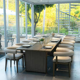 PURPLE LEAF Patio Dining Set Luxury Modern Conversation Set Aluminum Large Rectangle Dining Table and Chairs with Olefin Cushion Outdoor Furniture Set for Garden Porch Deck Backyard