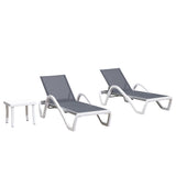 PURPLE LEAF Patio Chaise Lounge Chair Outdoor Plastic Textilene Sun Bathing Recliner Tanning Pool Lounger with 6 Adjustable Position for Outside Beach in-Pool Lawn Poolside