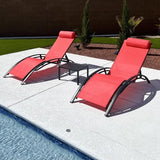 PURPLE LEAF Patio Chaise Lounge Set Outdoor Beach Pool Sunbathing Lawn Lounger Recliner Chair Outside Chairs with Side Table Included