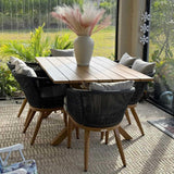PURPLE LEAF Teak Patio Dining Set with Cushions and Pillow All-Weather Wicker Patio Table Set for Garden, Deck, and Yard
