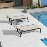 PURPLE LEAF Outdoor Lounge Chair Patio Chaise Pool Lounger Aluminum Frame with Side Table and Wheels for Outside Sunbathing Tanning Recliner Including Pillows