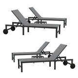PURPLE LEAF Outdoor Chaise Lounge Chairs Set Recliner Aluminum Adjustable Chair with Wheels and Table for Poolside Beach Patio Reclining Sunbathing Lounger