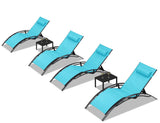 PURPLE LEAF Patio Chaise Lounge Set Outdoor Beach Pool Sunbathing Lawn Lounger Recliner Chair Outside Chairs with Side Table Included