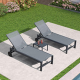PURPLE LEAF Outdoor Chaise Lounge with Wheels Patio Lounge Chair Recliner