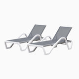 PURPLE LEAF Patio Chaise Lounge Chair Outdoor Plastic Textilene Sun Bathing Recliner Tanning Pool Lounger with 6 Adjustable Position for Outside Beach in-Pool Lawn Poolside