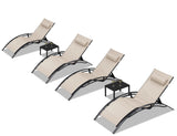 PURPLE LEAF Patio Chaise Lounge Set Outdoor Beach Pool Sunbathing Lawn Lounger Recliner Chair Outside Chairs with Side Table Included
