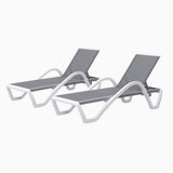 PURPLE LEAF Patio Chaise Lounge Chair Outdoor Plastic Textilene Sun Bathing Recliner Tanning Pool Lounger with 6 Adjustable Position for Outside Beach in-Pool Lawn Poolside