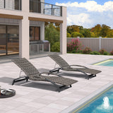 PURPLE LEAF Patio Lounge Chair with Canopy Shade Outdoor Chaise Lounge Chair Set of 2 for Lawn Poolside Backyard Sunbathing Tanning Chairs with Arm