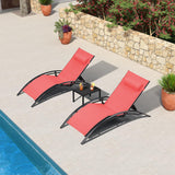 PURPLE LEAF Patio Chaise Lounge Set Outdoor Beach Pool Sunbathing Lawn Lounger Recliner Chair Outside Chairs with Side Table Included