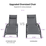PURPLE LEAF Patio Chaise Lounge Set Outdoor Beach Pool Sunbathing Lawn Lounger Recliner Chair Outside Chairs with Side Table Included