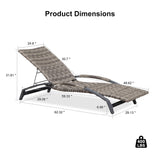 PURPLE LEAF Patio Lounge Chair with Canopy Shade Outdoor Chaise Lounge Chair Set of 2 for Lawn Poolside Backyard Sunbathing Tanning Chairs with Arm