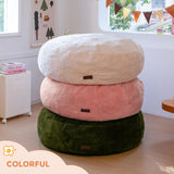 MAXYOYO 3 in 1 Kids Bean Bag Chair Bed, Faux Fur Round Child Floor Sofa for Gaming, Reading (Green)