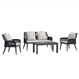 PURPLE LEAF Rivra 4-Piece Patio Conversation Set with Wicker Chairs and Thick Sofa Cushions for Garden