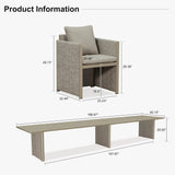 PURPLE LEAF Sanori Patio Dining Set Modern Large Weather-Resistant Table and Aluminum Chairs with Cushions for Garden Beige