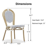 PURPLE LEAF Patio Dining Chair Set of 2 French Aluminium Frame Chairs with Rattan for Indoor Kitchen Deck Bistros Cafe Restaurant