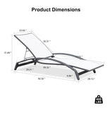 PURPLE LEAF Patio Lounge Chair with Canopy Shade Outdoor Chaise Lounge Chair Set of 2 for Lawn Poolside Backyard Sunbathing Tanning Chairs with Arm