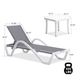 PURPLE LEAF Patio Chaise Lounge Chair Outdoor Plastic Textilene Sun Bathing Recliner Tanning Pool Lounger with 6 Adjustable Position for Outside Beach in-Pool Lawn Poolside