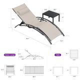 PURPLE LEAF Patio Chaise Lounge Set Outdoor Beach Pool Sunbathing Lawn Lounger Recliner Chair Outside Chairs with Side Table Included