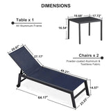 PURPLE LEAF Patio Chaise Lounge Textilene Pool with Wheels Sunbathing Chair for Outdoor, Beach, Yard, Side Table Included