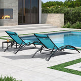 PURPLE LEAF Patio Chaise Lounge Set Outdoor Beach Pool Sunbathing Lawn Lounger Recliner Chair Outside Chairs with Side Table Included