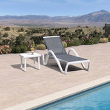 PURPLE LEAF Patio Chaise Lounge Chair Outdoor Plastic Textilene Sun Bathing Recliner Tanning Pool Lounger with 6 Adjustable Position for Outside Beach in-Pool Lawn Poolside