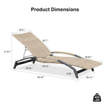 PURPLE LEAF Patio Chaise Lounge Chair Set of 2 Wicker Tanning Outdoor Pool Adjustable Recliner Chair for Outside Beach Poolside Sunbathing Lounger