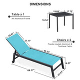 PURPLE LEAF Patio Chaise Lounge Textilene Pool with Wheels Sunbathing Chair for Outdoor, Beach, Yard, Side Table Included