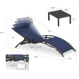 PURPLE LEAF Patio Chaise Lounge Set Outdoor Beach Pool Sunbathing Lawn Lounger Recliner Chair Outside Chairs with Side Table Included