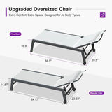 PURPLE LEAF Outdoor Lounge Chair Patio Chaise Pool Lounger Aluminum Frame with Side Table and Wheels for Outside Sunbathing Tanning Recliner Including Pillows