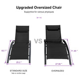 PURPLE LEAF Patio Chaise Lounge Set Outdoor Beach Pool Sunbathing Lawn Lounger Recliner Chair Outside Chairs with Side Table Included
