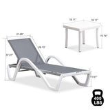 PURPLE LEAF Patio Chaise Lounge Chair Outdoor Plastic Textilene Sun Bathing Recliner Tanning Pool Lounger with 6 Adjustable Position for Outside Beach in-Pool Lawn Poolside