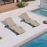 PURPLE LEAF Patio Lounge Chair with Canopy Shade Outdoor Chaise Lounge Chair Set of 2 for Lawn Poolside Backyard Sunbathing Tanning Chairs with Arm