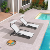 PURPLE LEAF Patio Lounge Chair with Canopy Shade Outdoor Chaise Lounge Chair Set of 2 for Lawn Poolside Backyard Sunbathing Tanning Chairs with Arm