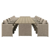 PURPLE LEAF Sanori Patio Dining Set Modern Large Weather-Resistant Table and Aluminum Chairs with Cushions for Garden Beige