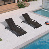 PURPLE LEAF Patio Lounge Chair with Canopy Shade Outdoor Chaise Lounge Chair Set of 2 for Lawn Poolside Backyard Sunbathing Tanning Chairs with Arm