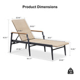 PURPLE LEAF Outdoor Chaise Lounge Chair Set of 2 Patio Pool Lounger Aluminum Chairs with Wooden Armrest Sunbathing Tanning Recliner for Outside Backyard White