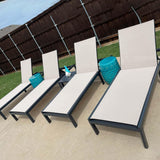 PURPLE LEAF Outdoor Chaise Lounge Chairs Set Recliner Aluminum Adjustable Chair with Wheels and Table for Poolside Beach Patio Reclining Sunbathing Lounger