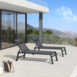 PURPLE LEAF Outdoor Lounge Chair Patio Chaise Pool Lounger Aluminum Frame with Side Table and Wheels for Outside Sunbathing Tanning Recliner Including Pillows