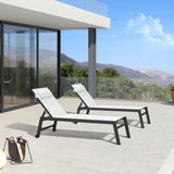 PURPLE LEAF Outdoor Lounge Chair Patio Chaise Pool Lounger Aluminum Frame with Side Table and Wheels for Outside Sunbathing Tanning Recliner Including Pillows