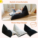 MAXYOYO Kids Bean Bag Chair - 2-Tone Handle Design, High-Density Foam Floor Lounger, Black & White